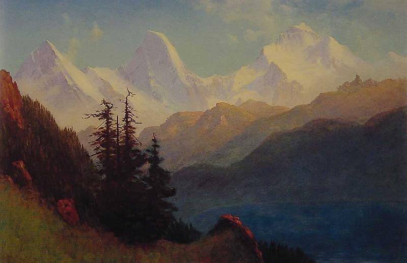 Albert Bierstadt Sunset Over a Mountain Lake Germany oil painting art